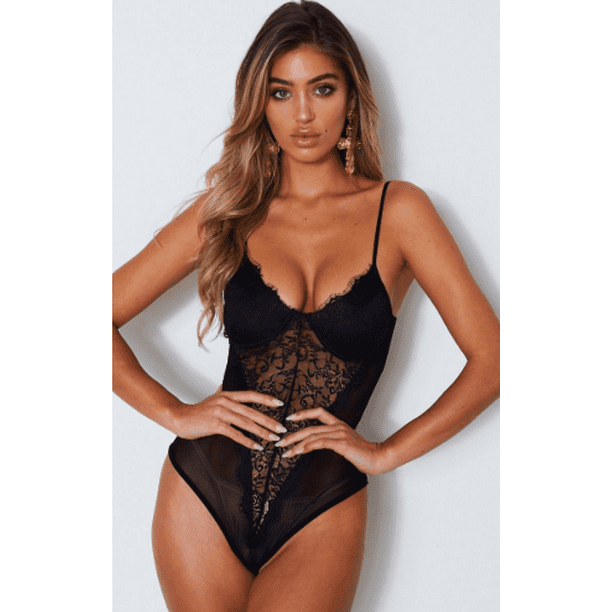 Women Lingerie Open Bust Mesh Bodysuit Underwear Crotchless Leotard Nightwear